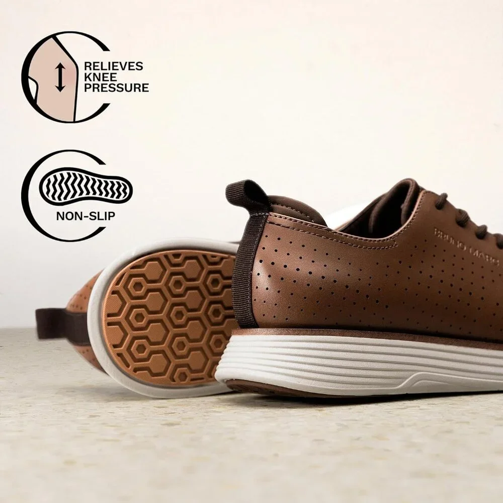 ⚡ Men's Brown White Max Flex Fashion Dress Sneakers Oxfords Classic Casual Shoes